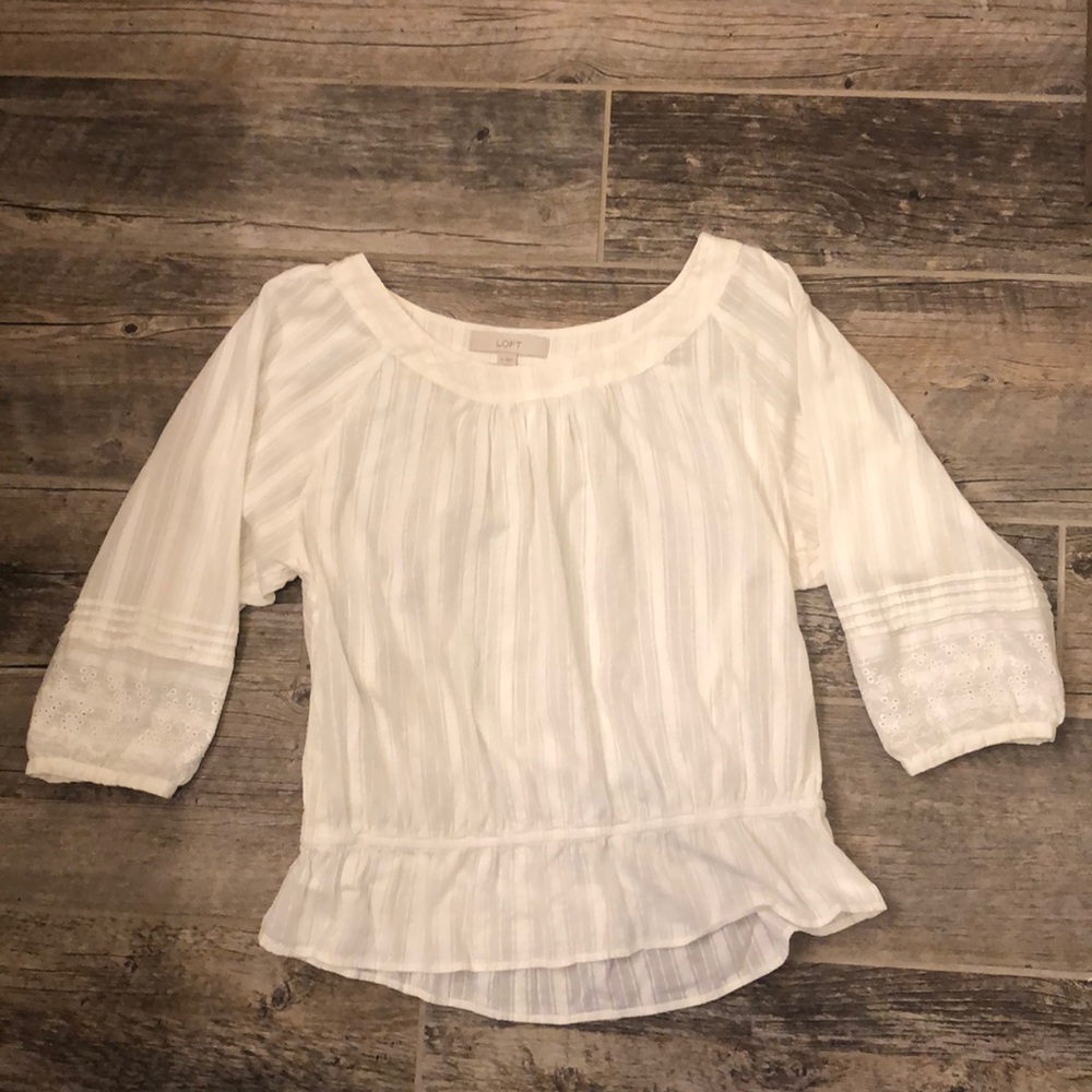 ❤️ Loft Ruffled Elastic Waist Prairie Top Medium